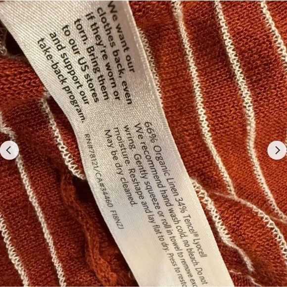 Eileen Fisher Organic Linen NWT Striped Rust Top -Sz L (Originally $148) - Picture 6 of 6